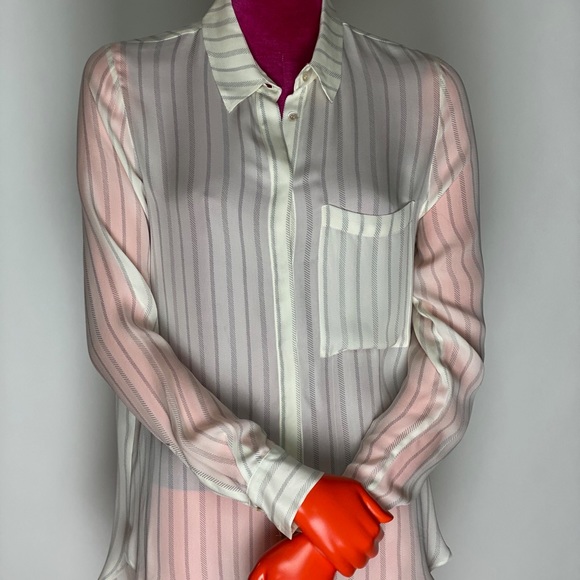 Sheer striped button down. - Picture 1 of 2